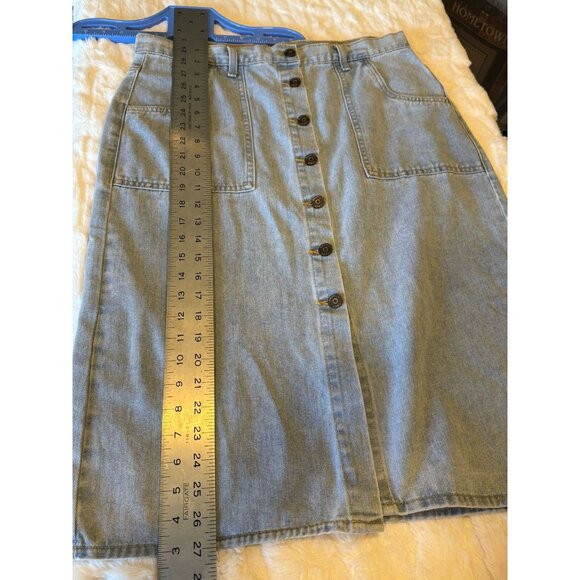 Happily Grey Modest Denim Midi Skirt Button Front Size 13/ 30 - Picture 8 of 8